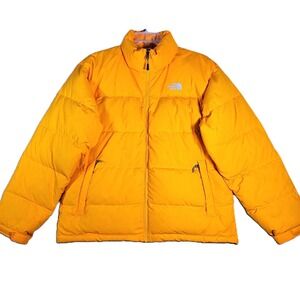 The North Face Puffer Jacket Men L Yellow Nuptse Down Outdoor Ski Gorpcore *READ